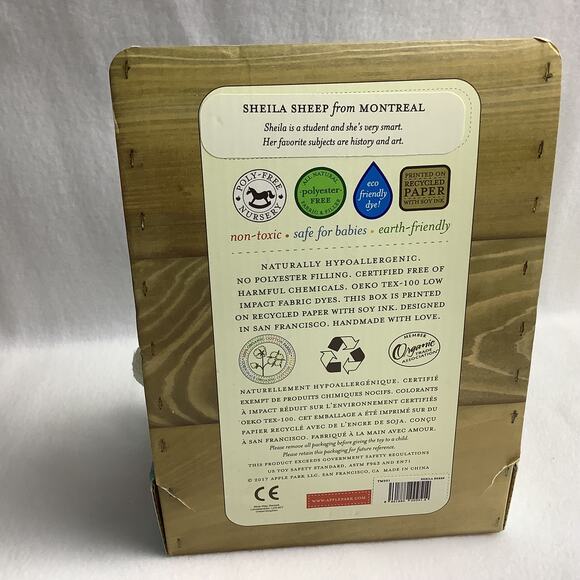 Apple Park Sheila Sheep from Montreal Organic Plush - 16" - NWT Plushie - Picture 4 of 5